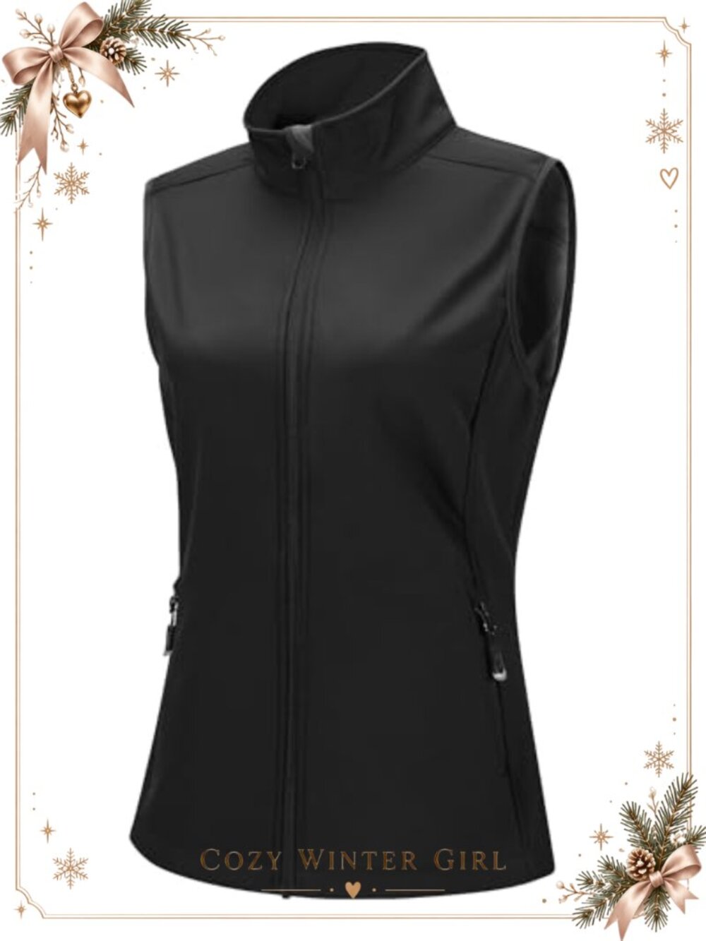 Women's Running Vest Fleece Lined Zip Up Windproof Lightweight Softshell Golf